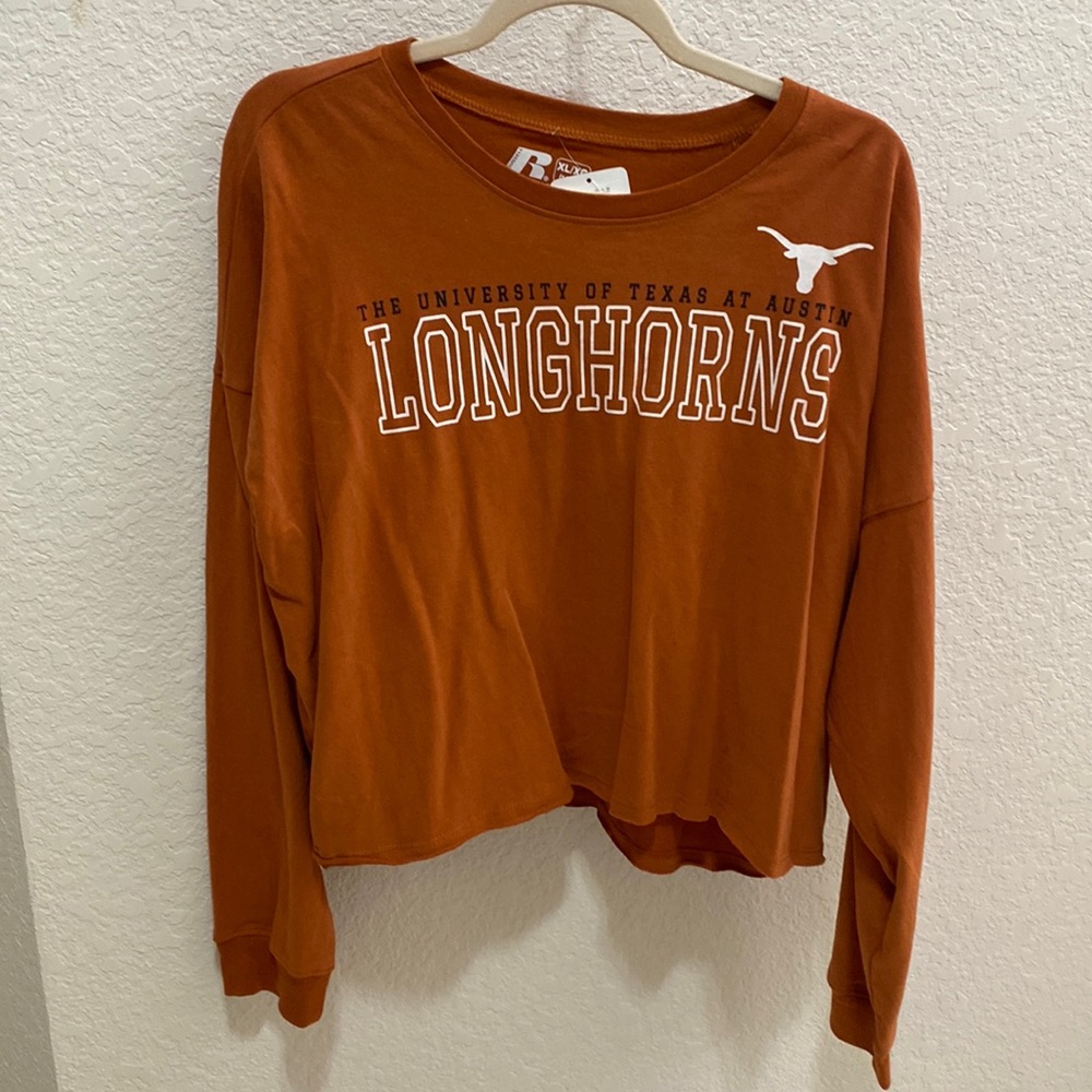 Texas Longhorn cotton cropped long sleeve tshirt XL NWT